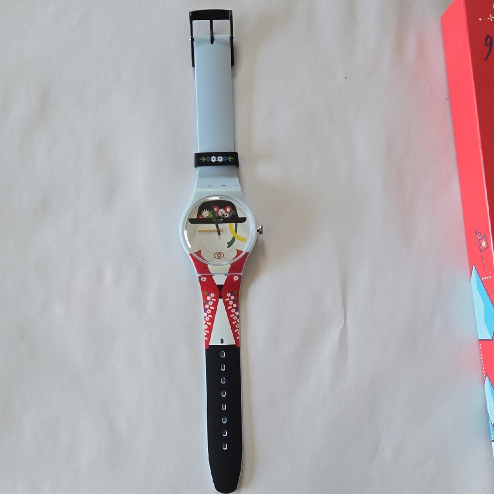 Swatch Stylish Red and Black Wearable Watch Gruezi All SUOL103